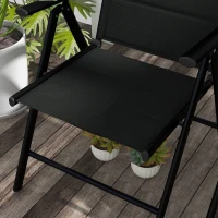 Outsunny Set mit 2 klappbaren Gartensesseln mit Kopfstütze, Armlehnen und Aluminiumrahmen Maße 54 x 67 x 108 cm Schwarz(m-5)