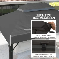 Outsunny Paviljoen vervangingsdak, 3 x 4 m, vervangingshoes met waterafvoeropeningen, Polyester, Zonbescherming, UPF30+, Donkergrijs(m-5)
