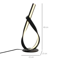 HOMCOM Moderne Tischlampe - Design-Spirallampe - dim. 21L x 15B x 43H cm - Schwarz, LED warmweiß(m-3)
