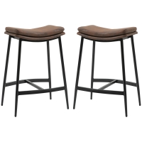 HOMCOM Set mit 2 Barhockern mit Fußstütze aus Stahl Industriestil geschwungene Sitzfläche 48,5 x 38,5 x 68,5 cm Braun Schwarz