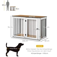 PawHut Cage pour Chien, Maison pour Animaux de Compagnie pour Grands Chiens, Niche pour Chien, Intérieur, 106 x 60 x 76 cm, Chêne+Blanc(m-3)