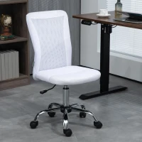 Vinsetto Bürostuhl ergonomisch höhenverstellbar verchromtes Gestell 360° drehbarer Mesh-Stoffbezug Weiß(m-2)