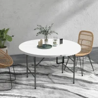 Outsunny Klappbarer runder Gartentisch Ø122 cm für 6 Personen geeignet, Metallrahmen, HDPE-Platte(m-2)
