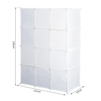 HOMCOM Modularer Kleiderschrank mit mehreren Cubes 10 Cubes + 2 Regale + Dekorative Aufkleber 111L x 47B x 145H cm Weiß aus Kunststoff(m-3)