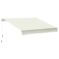 Outsunny Markise Manuell einziehbarer verstellbarer Winkel aus Aluminium Polyester wasserdicht 3 m L x 2,5 m B Creme(m-6)
