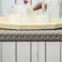 Outsunny Gartenmöbel-Set für 2 Personen 3-teilig 2 Schaukelstühle mit Kissen + Beistelltisch mit gehärteter Glasplatte Rattanoptik Grau(m-5)