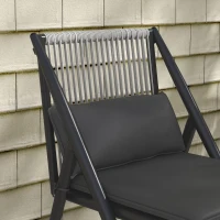 Outsunny Gartenmöbel für 2 Personen 3-teilig 2 Sessel mit Kissen + runder Couchtisch mit gehärteter Glasplatte Aluminiumrahmen(m-4)