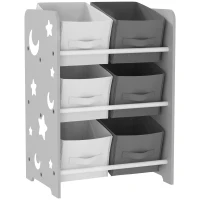 AIYAPLAY Estante para Brinquedos com 6 Caixas de Tecido não Tecido Amovíveis Organizador de Brinquedos para 43x30x60 cm Cinza(m-10)