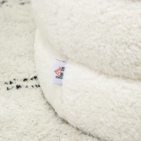 HOMCOM Tabouret Rond en Peluche Teddy, Cadre en Métal, jusqu'à 120kg, Φ40x45H cm, Crème Blanche(m-5)