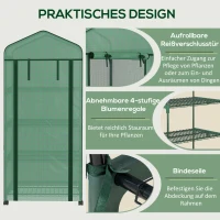 Outsunny Foliekas, Mini-kas, Plantenkas, Koude bak, 4 Plankschappen, 69 x 50 x 165 cm, Groen(m-6)