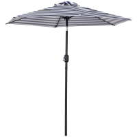 Outsunny Parasol de Jardin pour Terrasse en Acier à l'Extérieur Rayures Bleues Ø230 x 216 cm