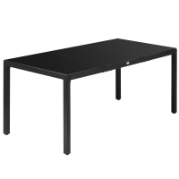 Outsunny Gartentisch rechteckig für 8 Personen mit gehärteter Glasplatte und Aluminiumrahmen Schwarz