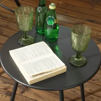 Outsunny Gartenbistro-Set Gartenbistro-Set 3-teilig aus Stahlrahmen 2 Stühle 1 Beistelltisch mit Kissen inklusive Kaki(m-4)