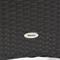Outsunny Gartenmöbel-Set 6 Personen großer rechteckiger Esstisch + 6 Stühle & waschbare Kissen aus Stahl, PE-Rattan, Akazienholz Schwarz und Beige(m-7)
