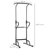 HOMCOM Multifunktionale Trainingsstation Klimmzugstange Römischer Stuhl höhenverstellbar Stahl Schwarz Rot(m-3)