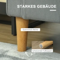 HOMCOM Tweezitsbank met opbergruimte en stevige houten poten, voor woonkamer, slaapkamer, 117 x 63 x 79 cm, Lichtgrijs(m-7)