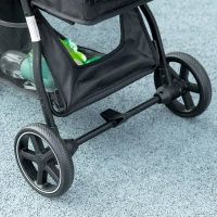 PawHut Hundebuggy Katzenbuggy Haustierkinderwagen zusammenklappbar 2 Leinen EVA-Räder verstellbarer Griff Korb 83 x 55 x 101 cm schwarz(m-4)