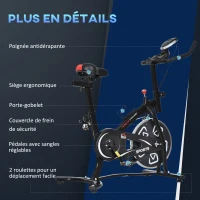 HOMCOM Heimfahrrad Fitnessfahrrad Indoor-Fahrrad mit LCD-Multifunktionsdisplay Heimtrainer verstellbarer Sitz und Lenker Stahl Schwarz(m-4)