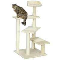 PawHut Arbre à Chat avec Colonnes en Sisal, Griffoir pour Chat, Arbre à Grimper pour Chat, Arbre à Chat, Beige, 50 x 50 x 100 cm(m-6)