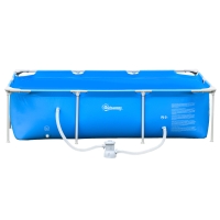 Outsunny Rechteckiger Tubularer oberirdischer Pool mit Metallrahmen und Filter 252L x 152B x 65H cm Blau