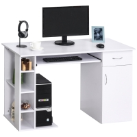 HOMCOM Computertisch Bürotisch Multimedia Schreibtisch mit Stauraum Schublade Tastaturablage MDF 120 x 60 x 74 cm Weiß