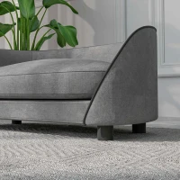 PawHut Hundesofa mit weichem Kissen, abnehmbarem und waschbarem Bezug, Niederländischer Samtüberzug, Grau(m-5)