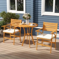Outsunny Gartenmöbel-Set 3-teilig 2 Sessel mit abnehmbaren Kissen Beistelltisch aus Kiefernholz Braun(m-2)