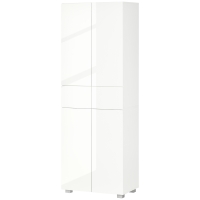 HOMCOM Küchenschrank Aufbewahrungsschrank Buffet 4 Türen mit verstellbaren Regalen - Maße 60B x 35T x 170H cm Lackweiß