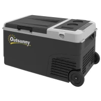 Outsunny Tragbare elektrische Kühlbox Gefrierschrank und Kühlschrank mit 2 Zonen 27 l, 12/24 V DC und 100-240V AC, bis -20°C(m-1)