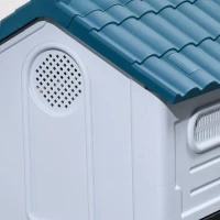 PawHut Hundehütte Draußen für kleine und mittelgroße Hunde 64,5 x 57 x 66 cm Weiß und Blau(m-4)