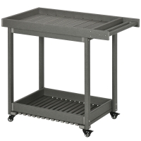 Chariot de service Outsunny avec porte-serviettes, 1 étagère inférieure, 4 roues, 87 cm x 50 cm x 80 cm, Gris foncé