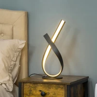 HOMCOM Moderne Tischlampe - Design-Spirallampe - dim. 21L x 15B x 43H cm - Schwarz, LED warmweiß(m-2)