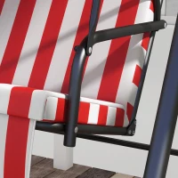 Outsunny Gartenschaukel 3-Sitzer mit verstellbarem Dach, Sitz- und Rückenkissen Schwarz Rot Polyester Stahl(m-5)