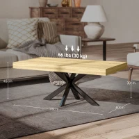 HOMCOM Rechteckiger Couchtisch Beistelltisch im Industriestil aus schwarzem Metall und Holzoptik-Tablett - Maße 110 x 60 x 45 cm(m-3)