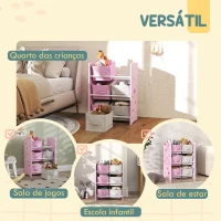 AIYAPLAY Estante para Brinquedos com 6 Caixas de Tecido não Tecido Amovíveis Organizador de Brinquedos para 43x30x60 cm Rosa(m-6)