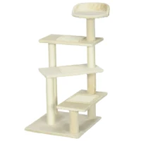 PawHut Arbre à Chat avec Colonnes en Sisal, Griffoir pour Chat, Arbre à Grimper pour Chat, Arbre à Chat, Beige, 50 x 50 x 100 cm(m-1)