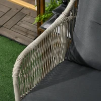 Outsunny Gartenmöbel-Set aus PE-Geflecht, 3-teilig, Stahlrahmen, 2 Sessel + 1 runder Beistelltisch, inklusive Kissen(m-5)