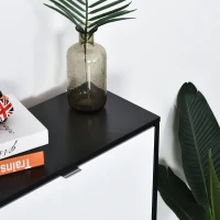 HOMCOM Schuhschrank mit 3 klappbaren Türen, 3 Fächern, MDF Schwarz Weiß Lackierung(m-5)