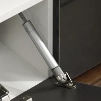 HOMCOM TV-Möbel LED-Bank mit 2 Regalen und Schränken 137 x 35 x 42 cm Weiß Grau lackiert(m-5)