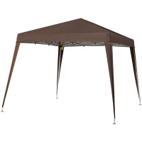 Outsunny Pavillon Gartenpavillon Pop-up Faltbar 2,4 x 2,4 m Stahl Oxford Tragetasche Schokolade(m-1)
