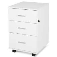 HOMCOM Bürocontainer Büroaufbewahrung auf Rollen 3 abschließbare Schubladen 40 x 40 x 61,5 cm Weiß