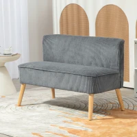 HOMCOM Canapé 2 places rembourré, bois, polyester velours, mousse, 117 x 56,5 x 77 cm, Gris(m-2)