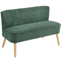 HOMCOM Canapé 2 places, bois, polyester velouté, mousse, 117 x 56,5 x 77 cm, vert(m-1)
