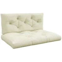 Outsunny Set aus 2 Sitz- und Rückenkissen für Gartenbank, Sitzbank, Palette 2 Plätze Abm. 120L x 80B x 12H cm Polyester Creme(m-6)