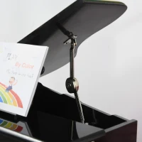 HOMCOM Miniatur-Flügelpiano aus Holz für Kinder mit 30 Tasten - inkl. Hocker und Notenpult - MDF Schwarz(m-4)