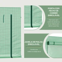 Outsunny Estufa de Jardim Pequena Estufa de Exterior com Janelas e Estrutura de Aço Estufa de Cultivo 200x76x168 cm Verde(m-5)