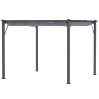 Outsunny Pergola Pavillon Terrassenüberdachung avec toit coulissant Jardin Alu Gris anthracite + Gris foncé 3x3x2,23 m