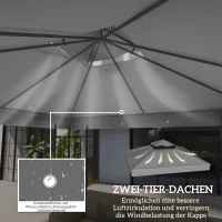 Outsunny 3 x 3 m Vervangingsdak voor Paviljoen, Dakzeil met Afvoergaten, UPF30+, Zonbescherming, Donkergrijs(m-4)