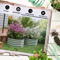 Outsunny Zestaw 2 ocynkowanych donic Ø60 x 30H cm z otwartym dnem na różne rośliny, Zielony(m-7)