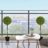 HOMCOM Kunsteucalyptusboom, Set van 2, Inclusief Pot, Onderhoudsvriendelijk, 90 cm(m-8)